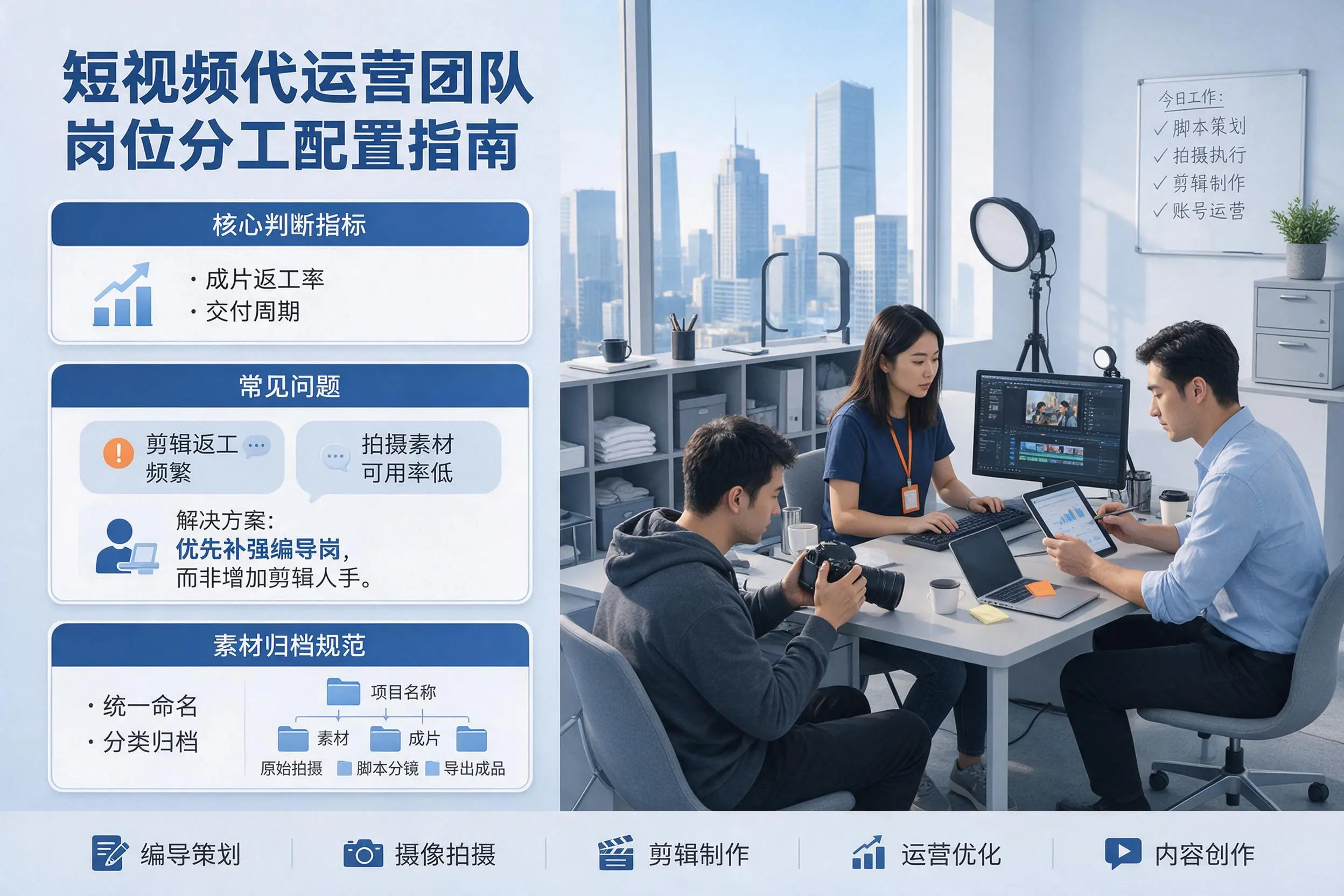短视频代运营团队如何配置?白城企业岗位分工科普说明