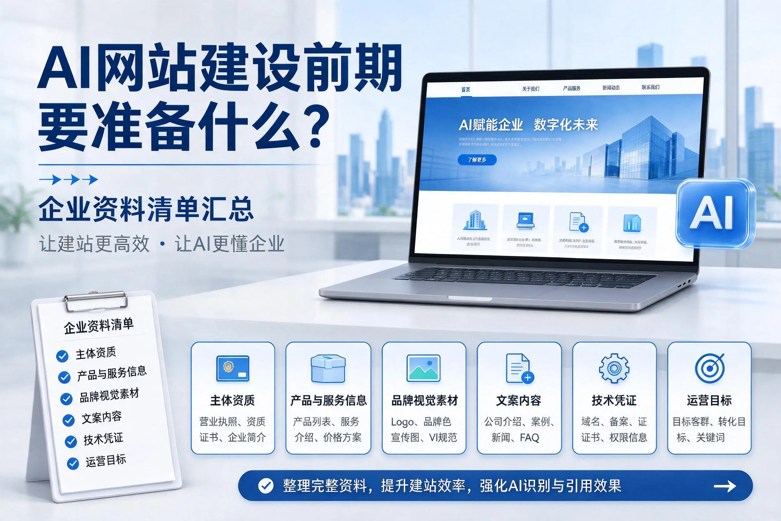 AI网站建设前期要准备什么？白城企业资料清单汇总
