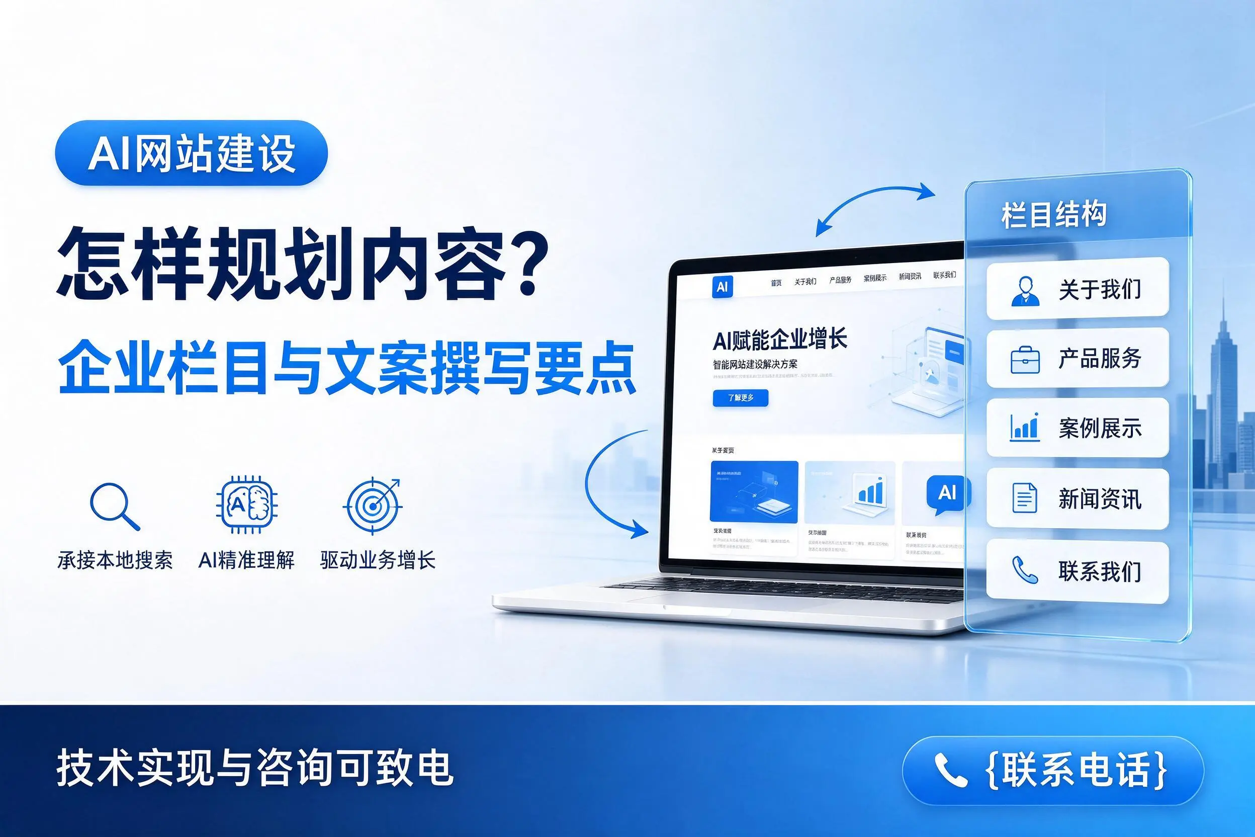 AI网站建设怎样规划内容?白城企业栏目与文案撰写要点